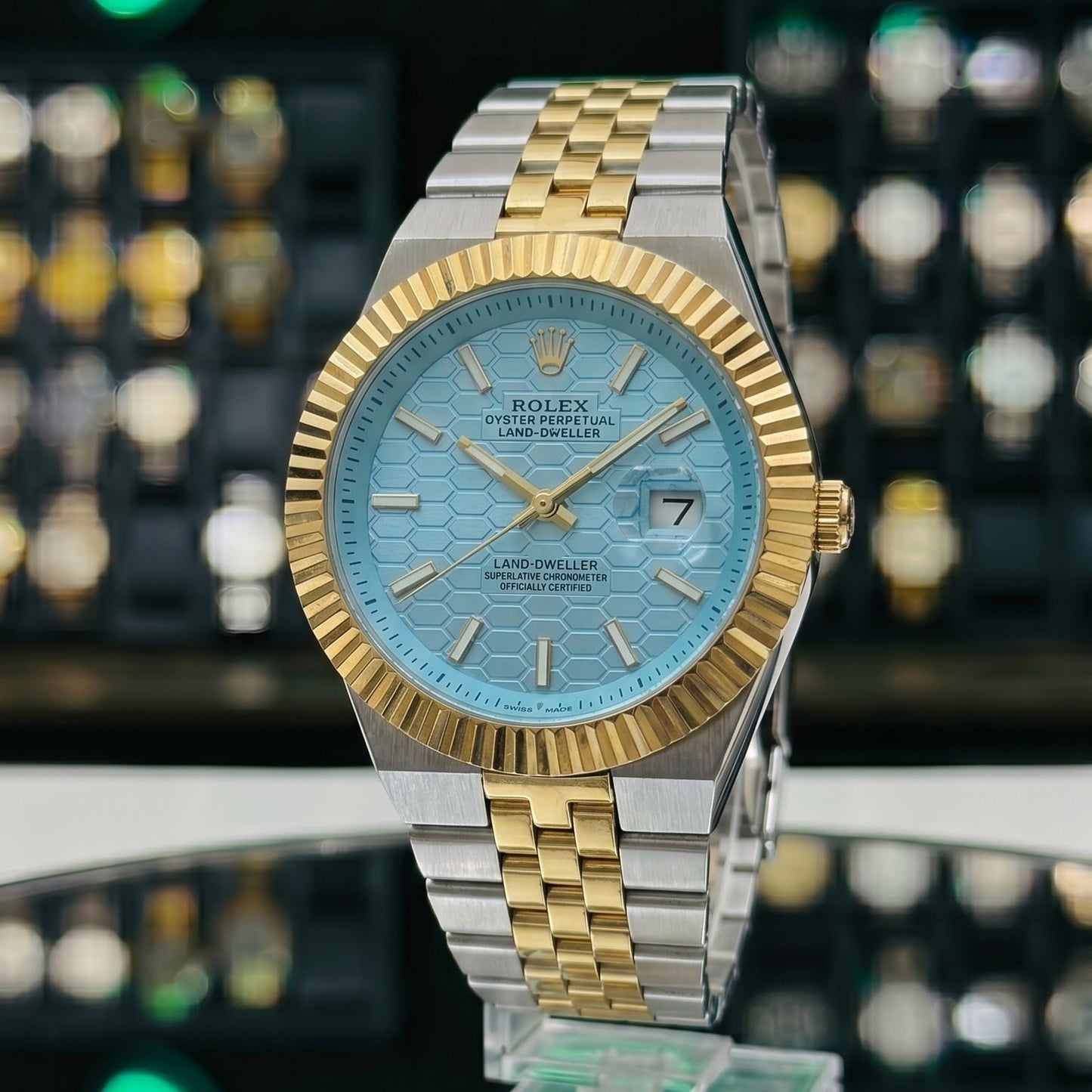 Rollie Land & Dweller Light Blue Dial - Two Tone Gold & Silver