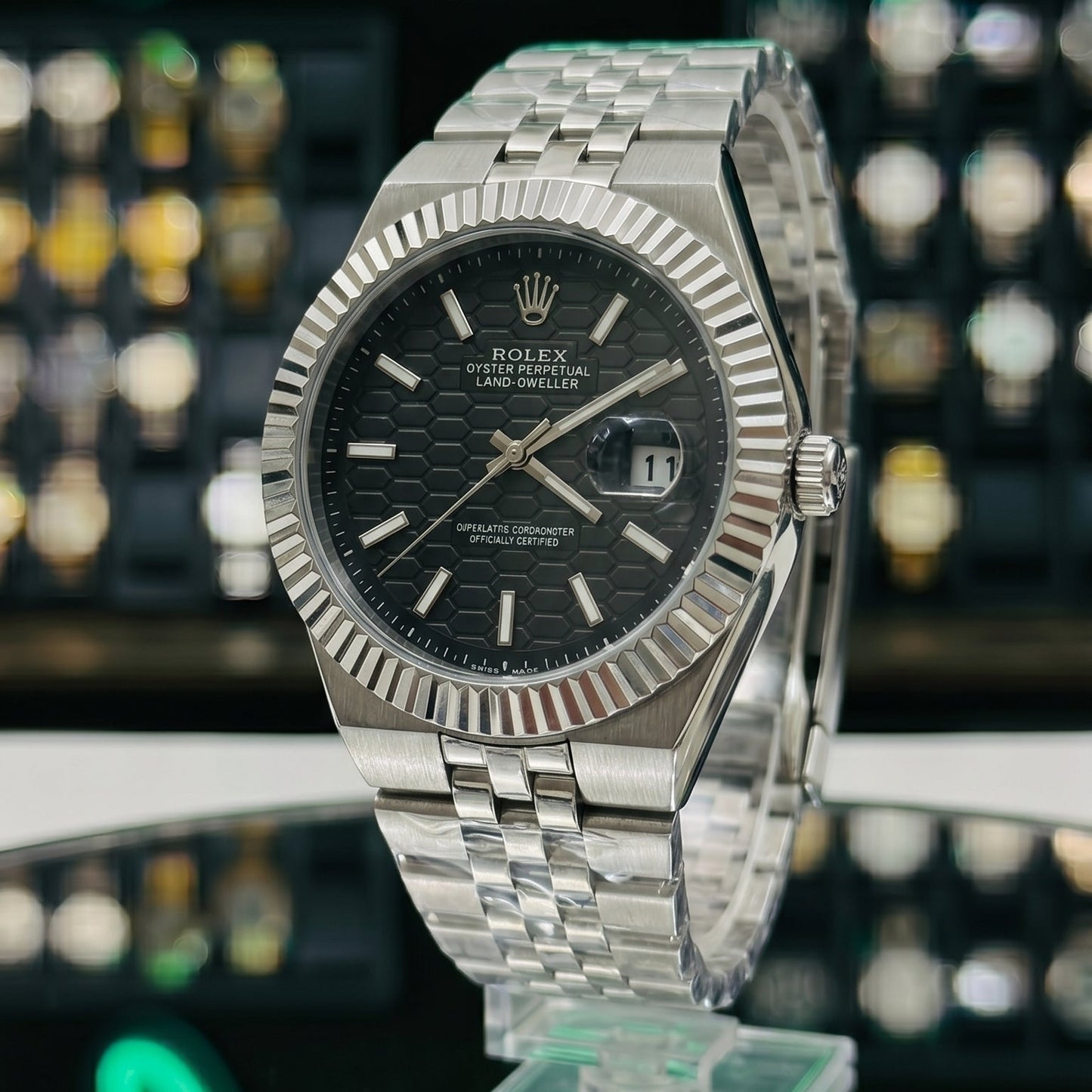 Rollie Land & Dweller Black Dial - Full Silver Steel