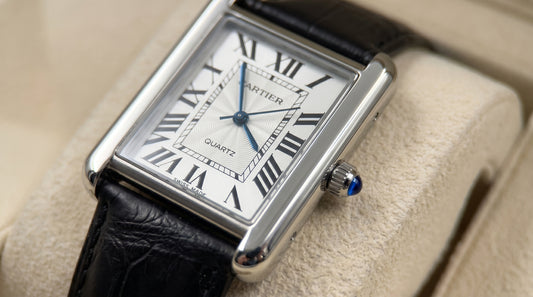 Cartear Tank – Black Leather Strap & White Dial
