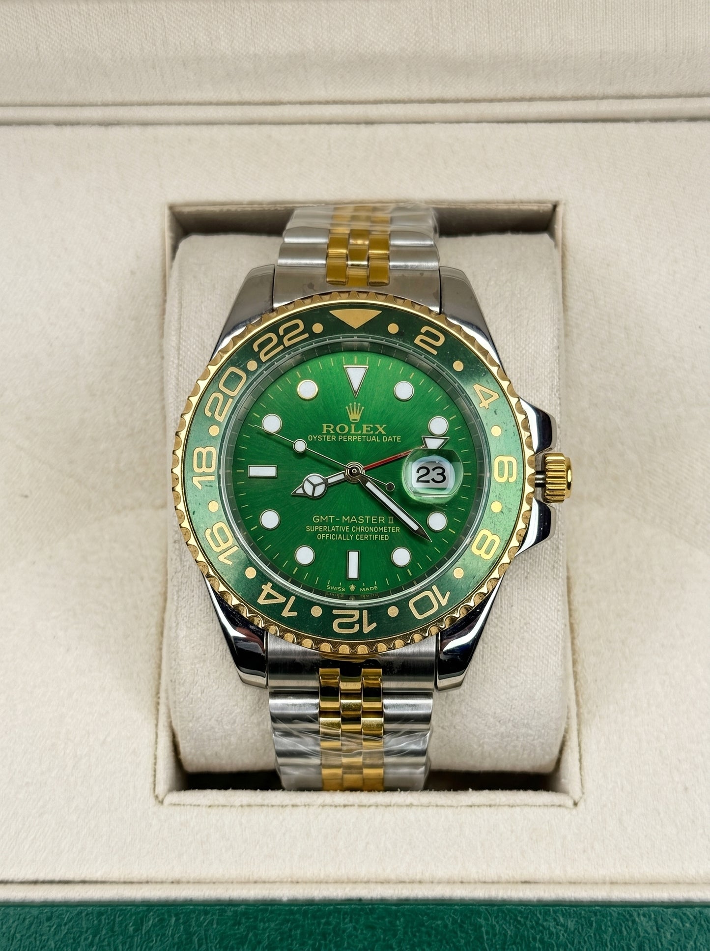 Rollie GMT Master 2 - Green Dial – Two Tone Gold & Steel