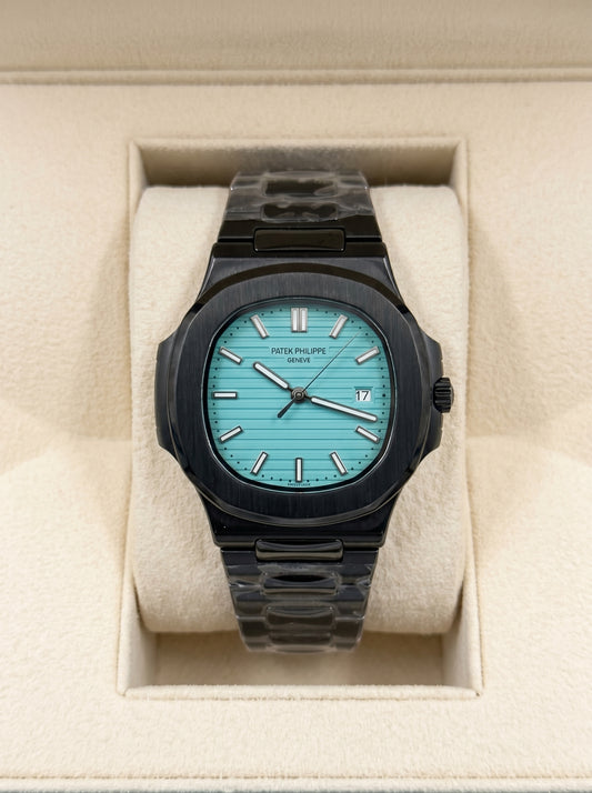 Patek Philippe – Mint Green Dial / Full Black Steel Chain