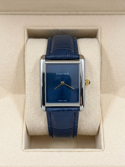 Cartear Tank – Navy Blue Leather Strap & Dial