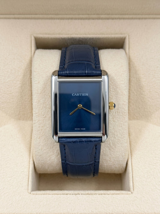 Cartear Tank – Navy Blue Leather Strap & Dial
