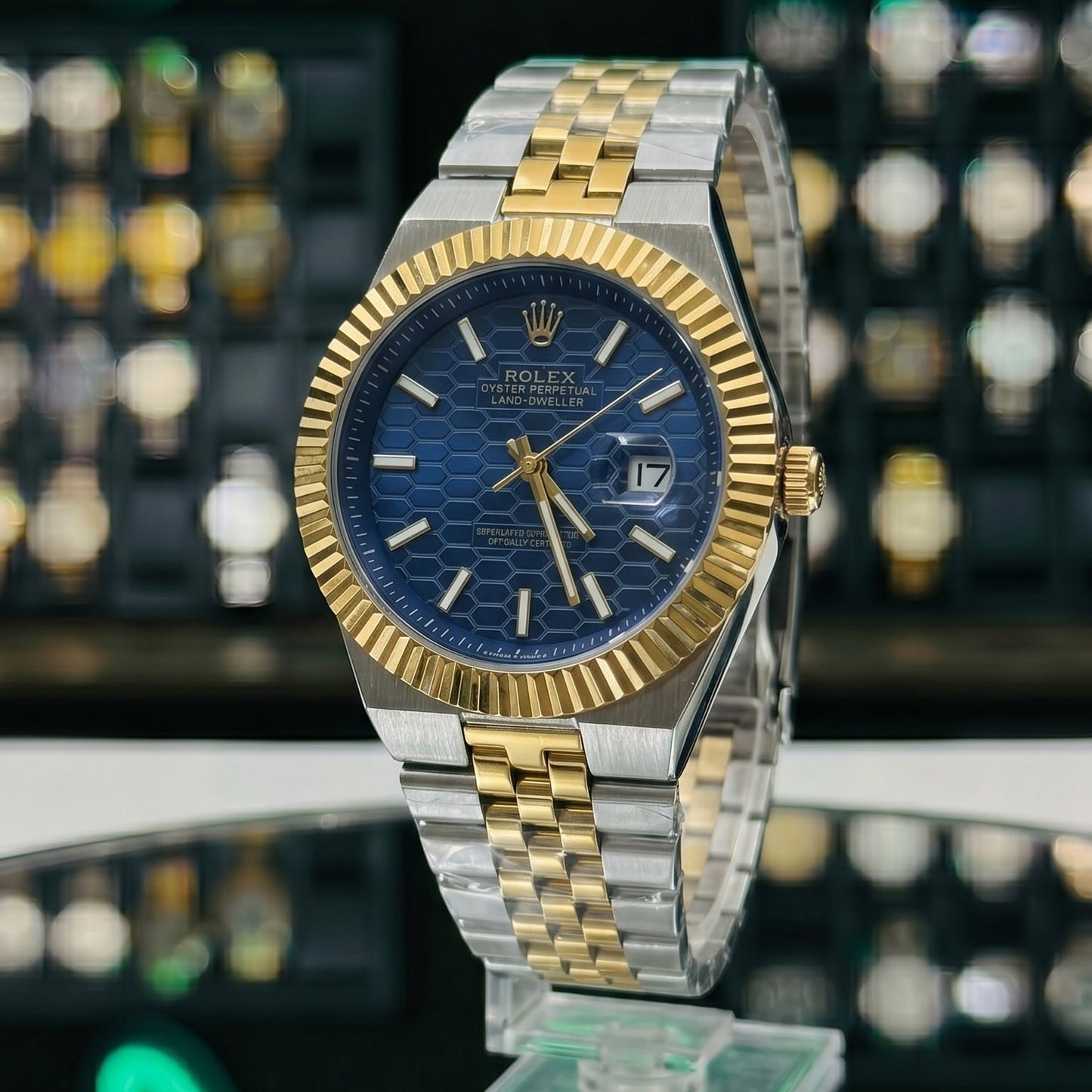 Rollie Land & Dweller Blue Dial - Two Tone Gold & Silver