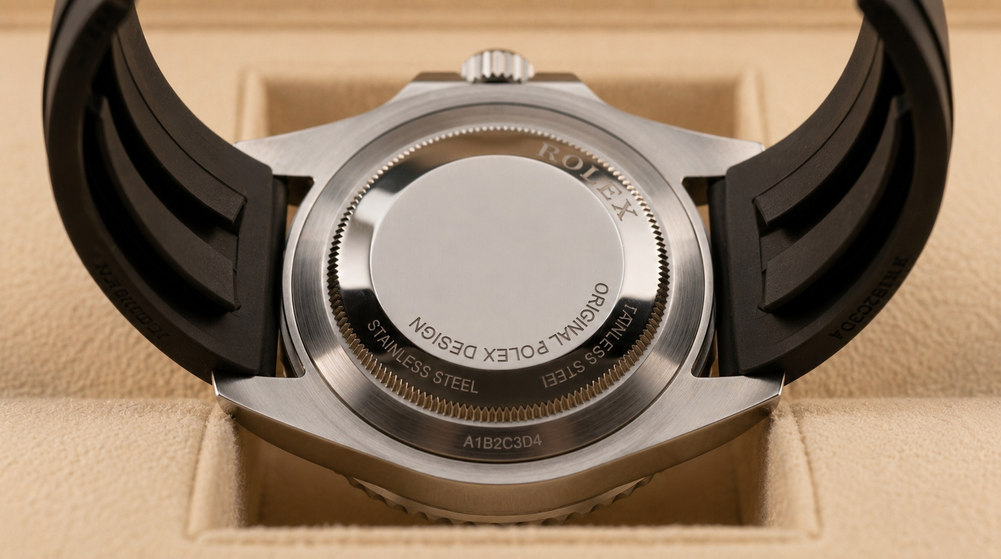 Rollie Submariner – Black Dial - Silver Case & Black Rubber Strap