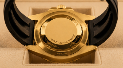 Rollie Submariner – Black Dial - Gold Case & Black Rubber Strap