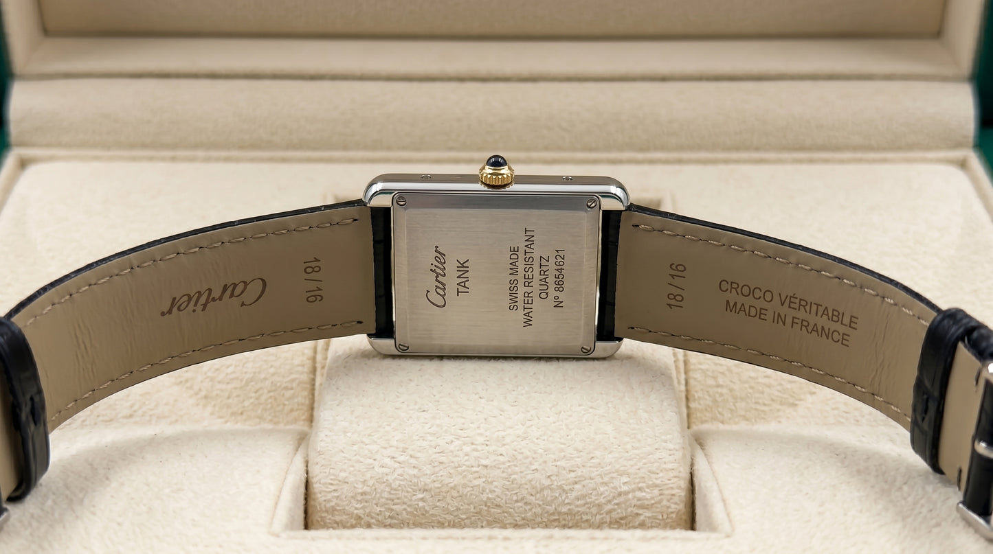 Cartear Tank – Black Leather Strap - Simple Black Dial