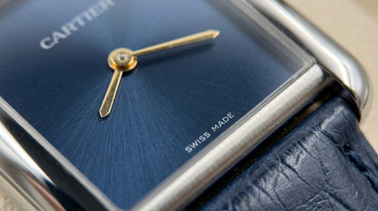 Cartear Tank – Navy Blue Leather Strap & Dial