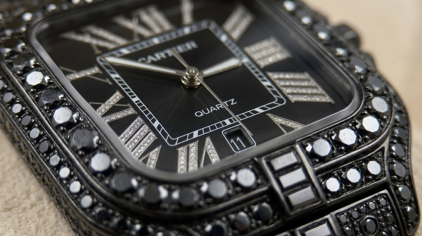 Cartear Big Stones - Black Dial - Black chain