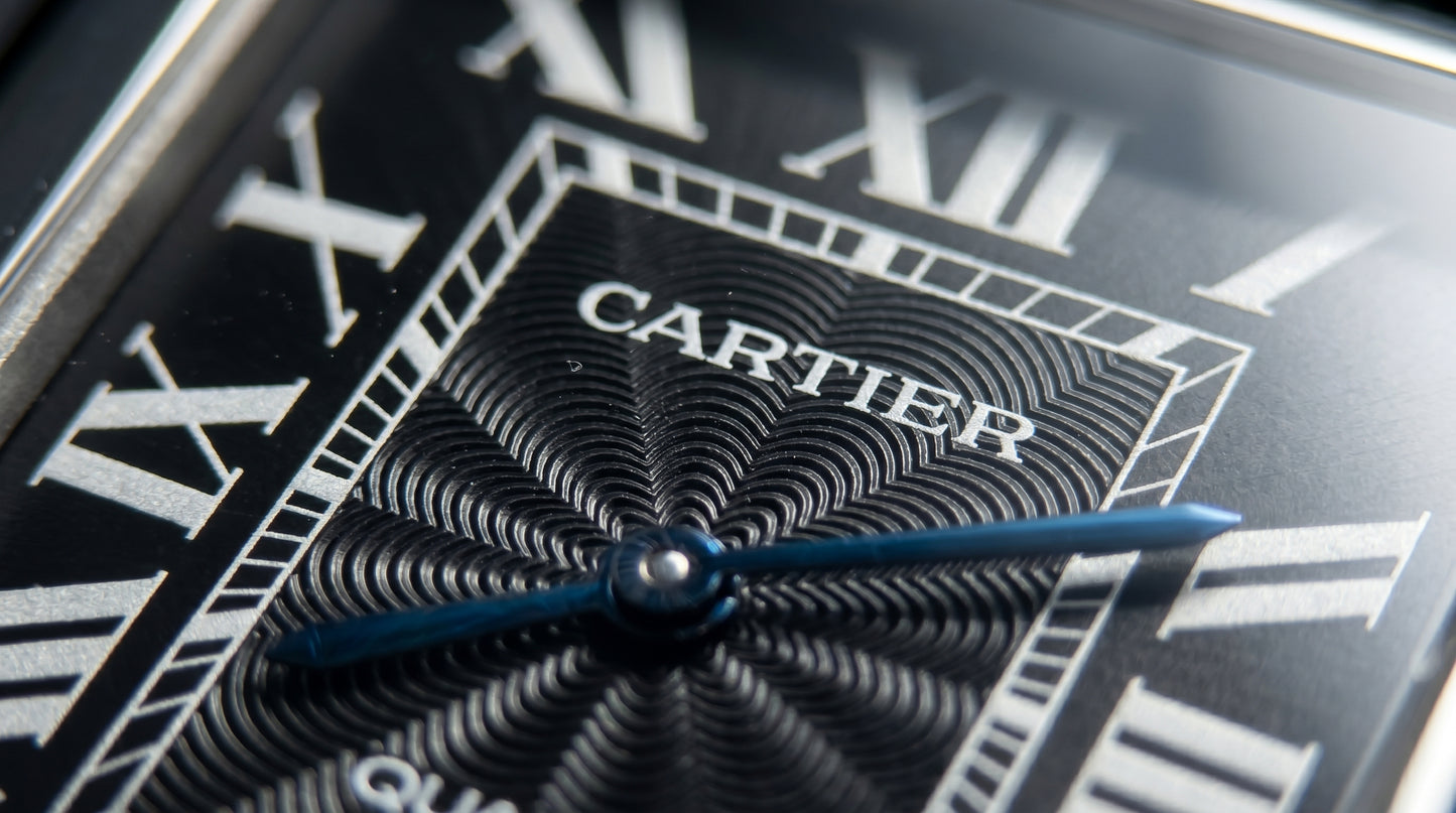 Cartear Tank – Black Leather Strap & Black Dial