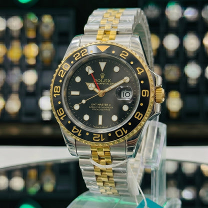 Rollie GMT Master 2 – Black Dial | Two Tone Gold & Silver