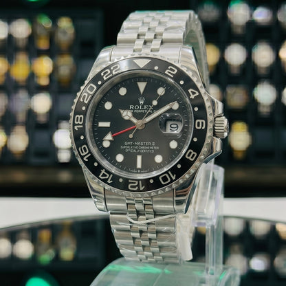 Rollie GMT Master 2 – Black Dial | Silver Steel