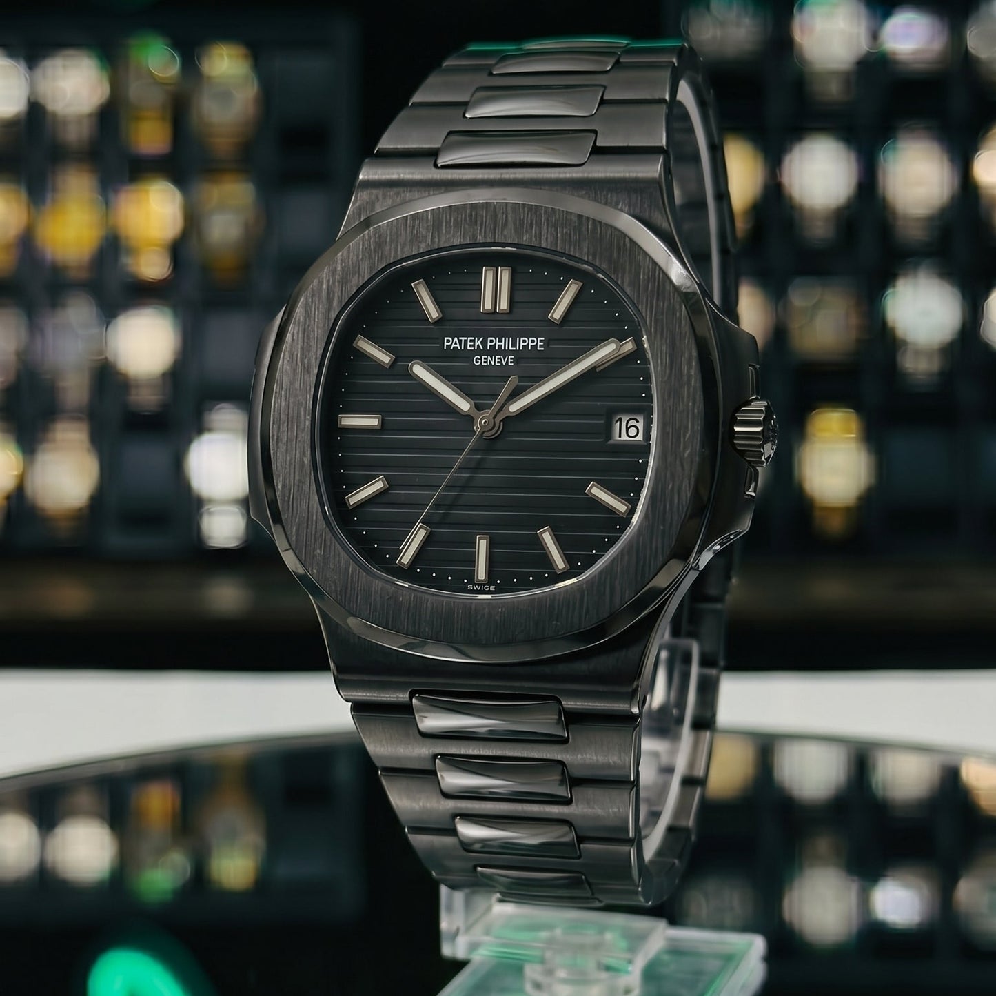 Patek Philippe – Black Dial / Black Steel Chain