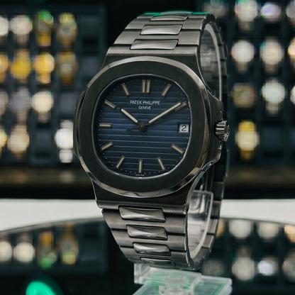 Patek Philippe – Blue Dial / Black Steel Chain