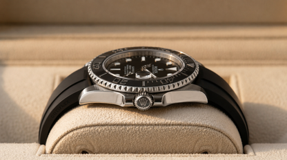 Rollie Submariner – Black Dial - Silver Case & Black Rubber Strap