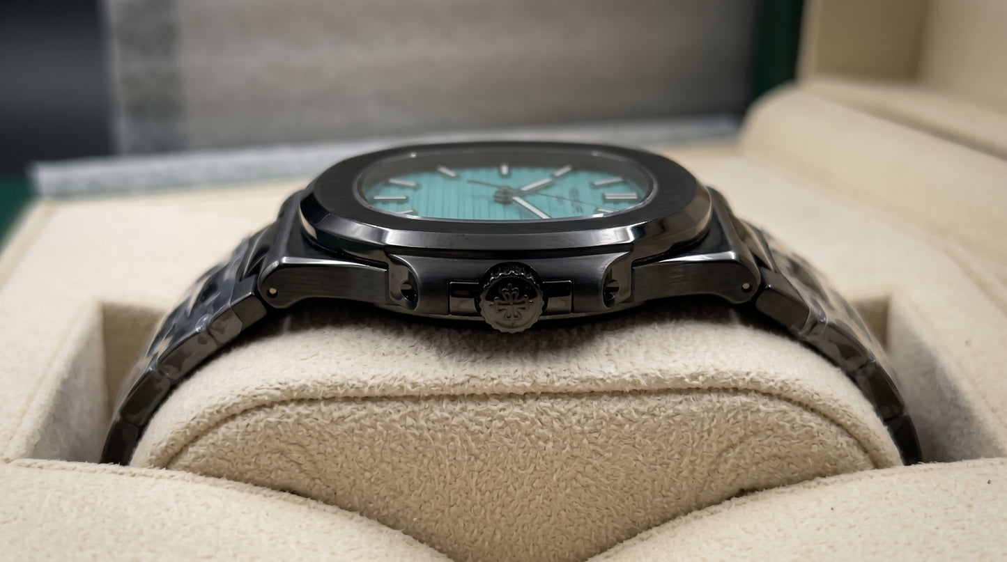 Patek Philippe – Mint Green Dial / Full Black Steel Chain
