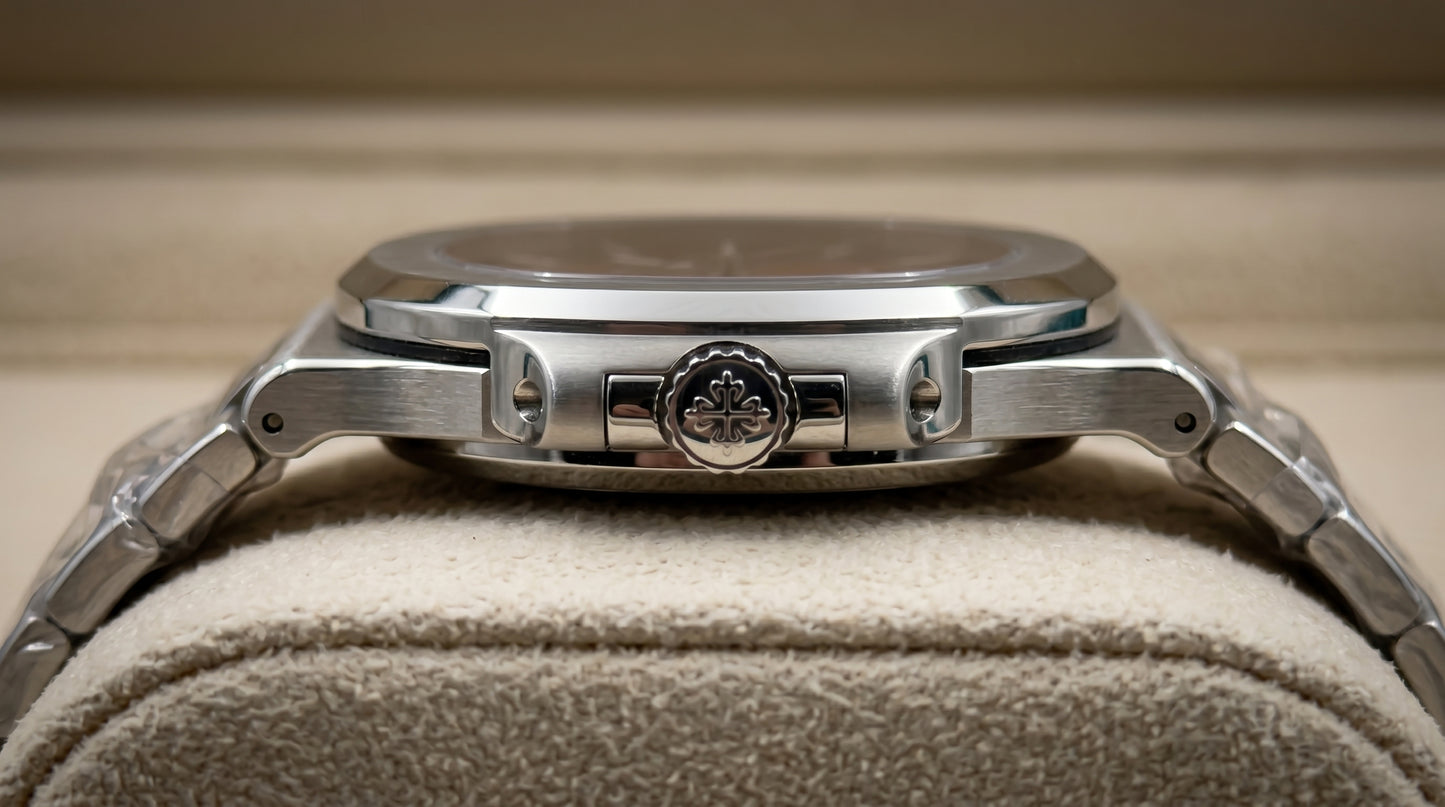Patek Philippe – Red Dial / Silver Steel Chain