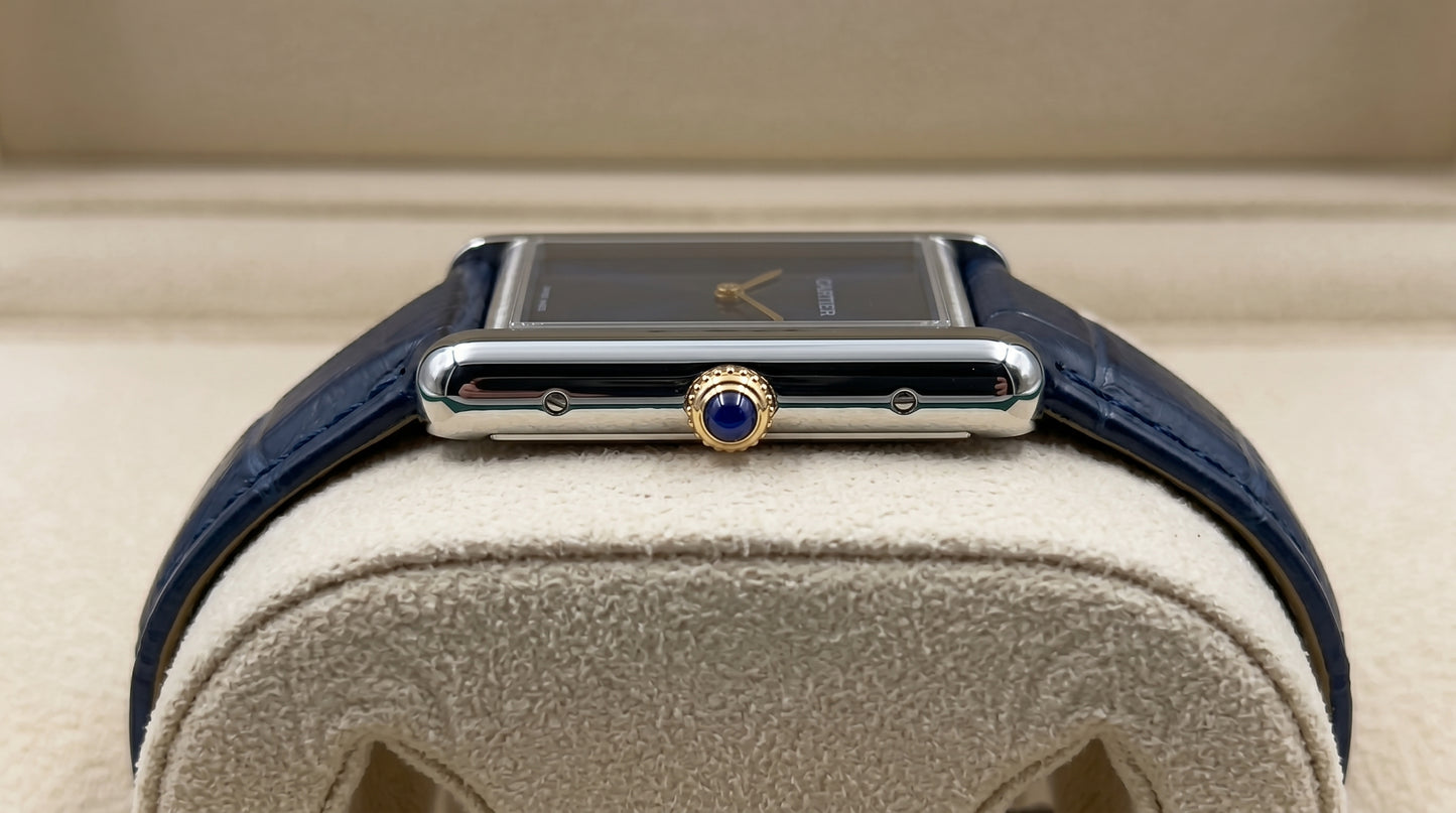 Cartear Tank – Navy Blue Leather Strap & Dial