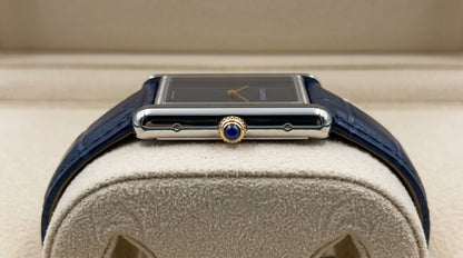 Cartear Tank – Navy Blue Leather Strap & Dial