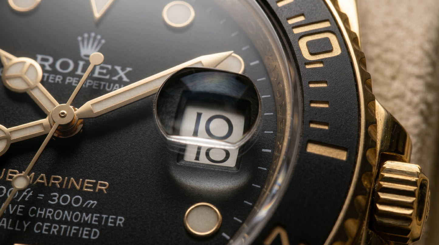 Rollie Submariner – Black Dial - Gold Case & Black Rubber Strap