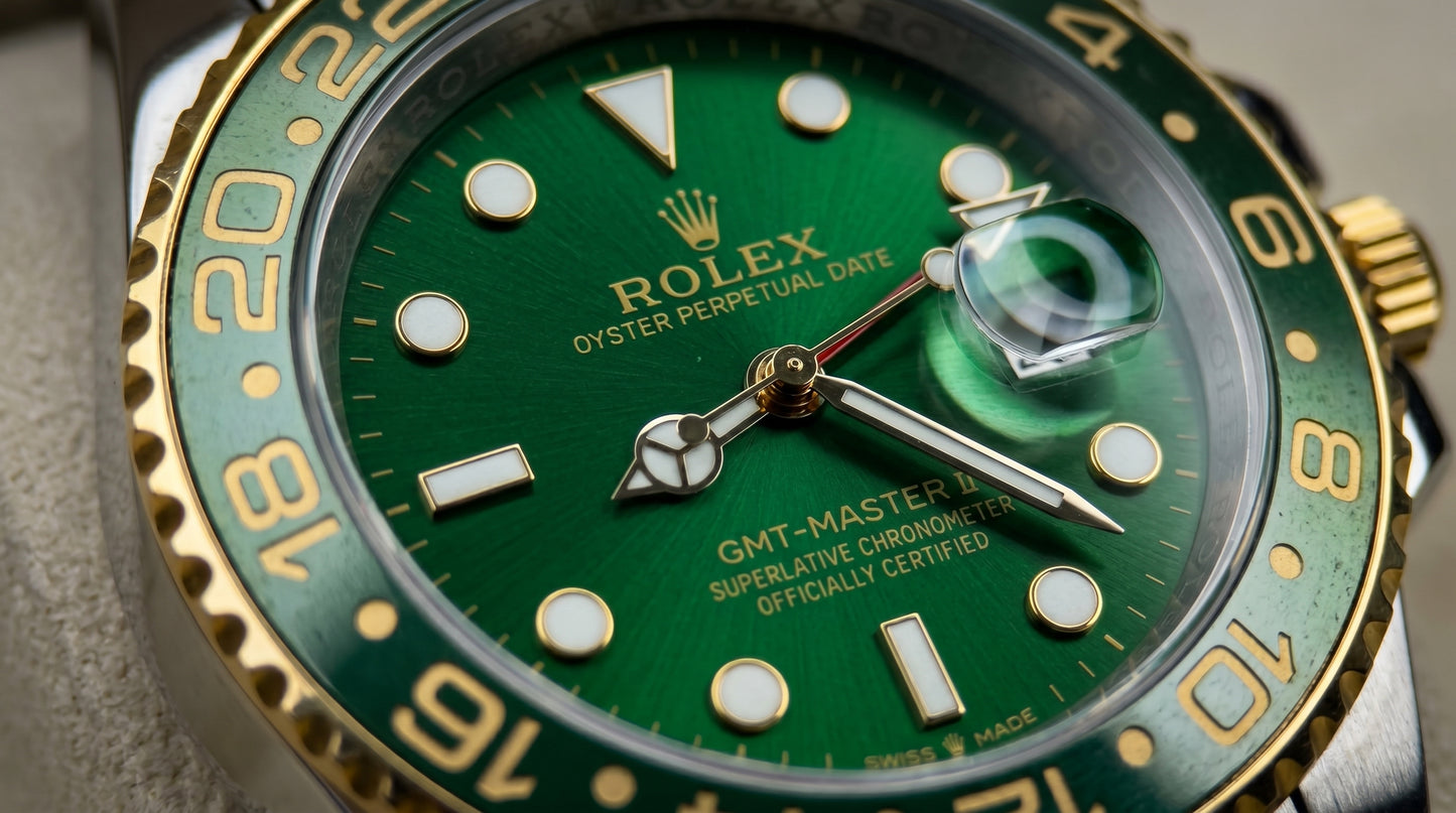 Rollie GMT Master 2 - Green Dial – Two Tone Gold & Steel