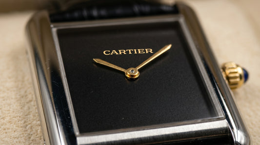 Cartear Tank – Black Leather Strap - Simple Black Dial