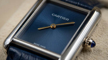 Cartear Tank – Navy Blue Leather Strap & Dial