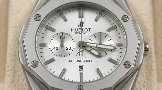Hublot Diamond Cut Chronograph – White Dial / Silver Chain