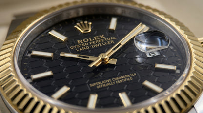 Rollie Land & Dweller Black Dial - Two Tone Gold & Silver