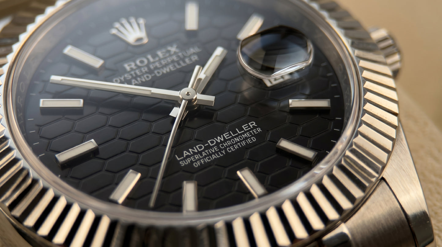Rollie Land & Dweller Black Dial - Full Silver Steel